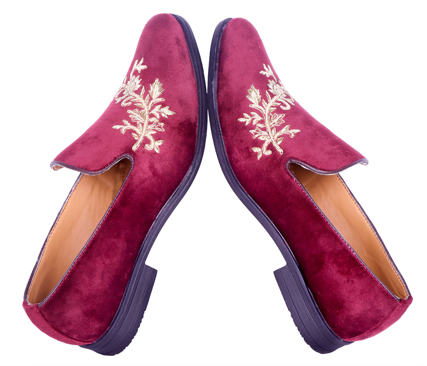 Deeuco Premium Maroon Velvet Zardozi embroidery Jutti