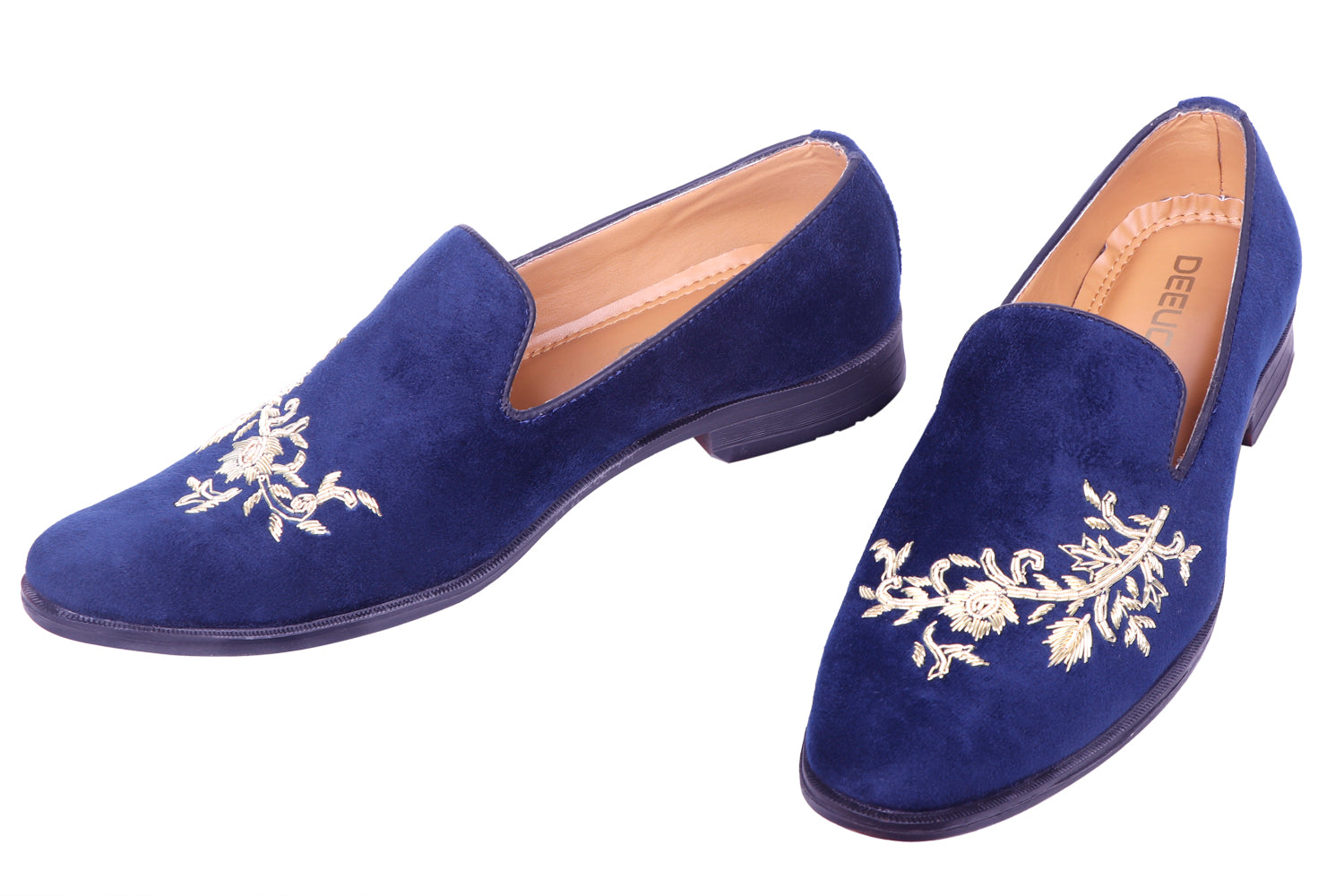 Deeuco Premium Navy Blue Velvet Zardozi embroidery Jutti
