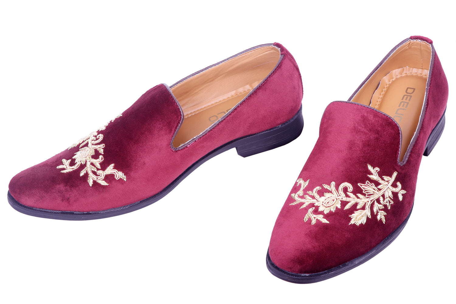 Deeuco Premium Maroon Velvet Zardozi embroidery Jutti